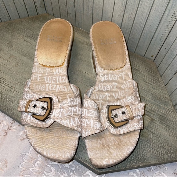 Stuart Weitzman Open Toe Top Buckle Closure Wedge Sandals 7.5B - Picture 10 of 12